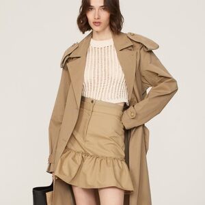 Sandro Alicante Beige Mini Skirt with Ruffle Hem